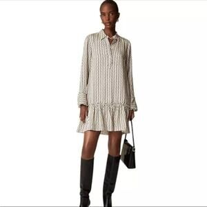 J CREW AMELIA POPOVER SHIRTDRESS W RUFFLED SKIRT IN VINTAGE LINK PRINTS SZ XXS